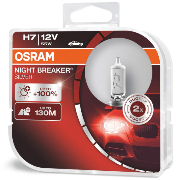 Osram Night Breaker Silver H7 Up To +100% More Brighter Twin Pack