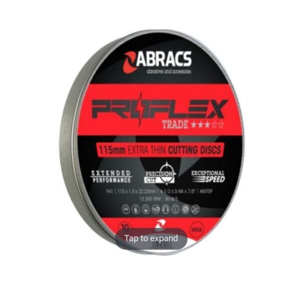 ABRACS Proflex Extra Thin Cutting Disc 115x1.0x22mm (10Pk Tin)