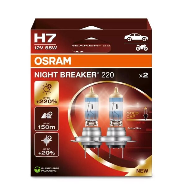 Osram Night Breaker 220 H7 (2Pin) Up To 220% More Brightness Twin Pack